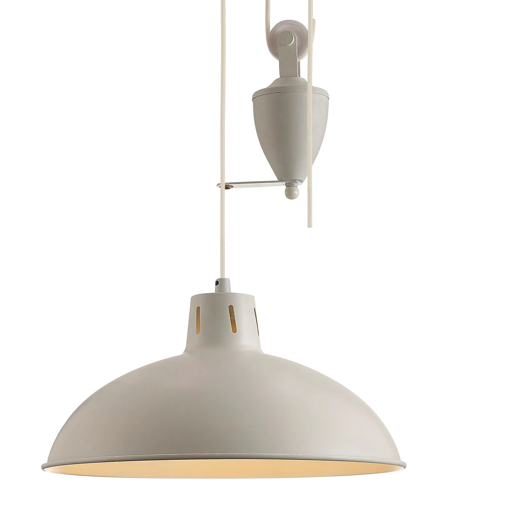 Wellington Pulley System Pendant 1 Light Matt White D0151  Deco Wellington